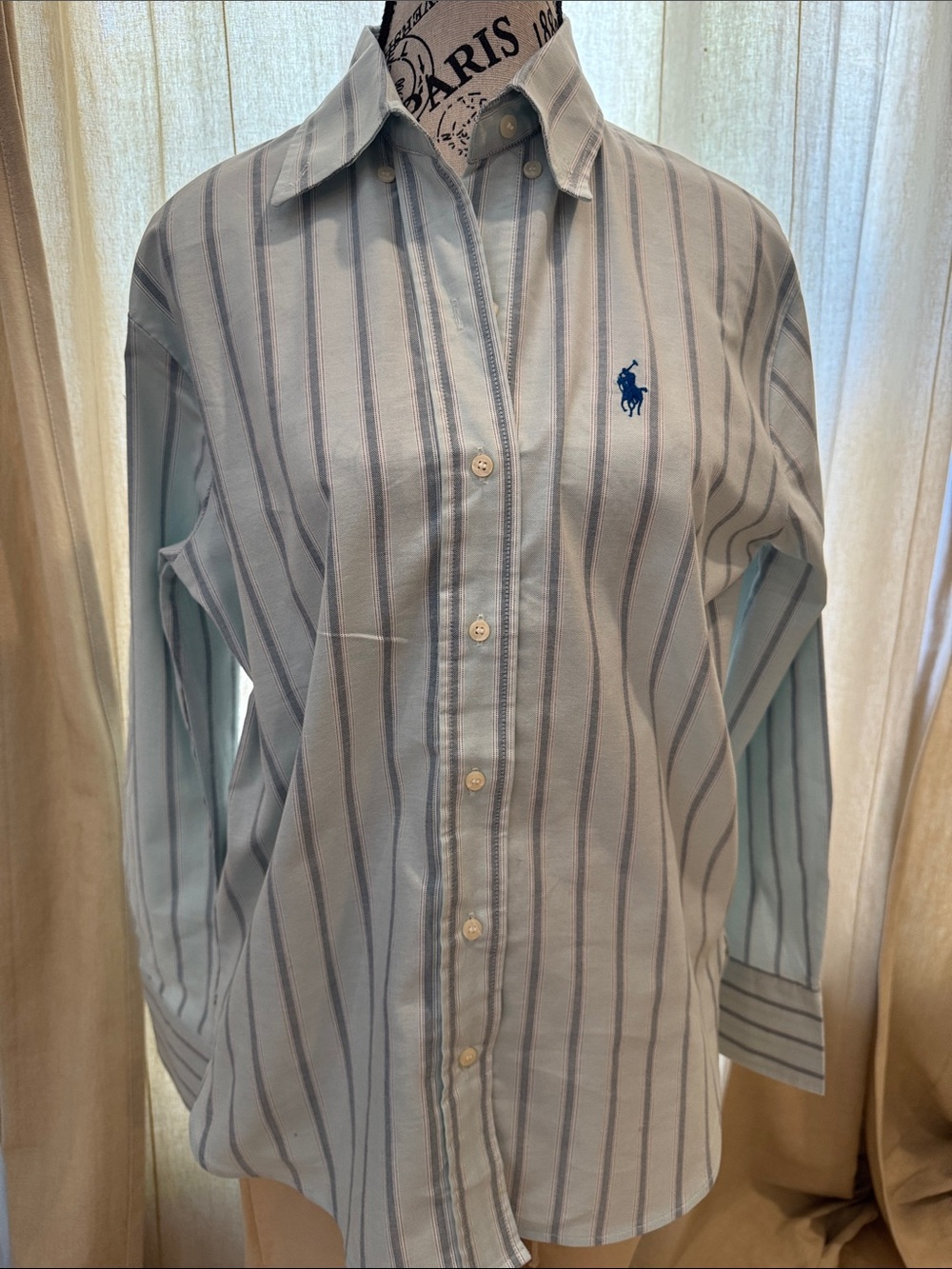 Polo by Ralph Lauren women’s Light Blue Striped Button-Down Shirt factory defect